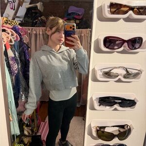 gray Alo Muse cropped hoodie